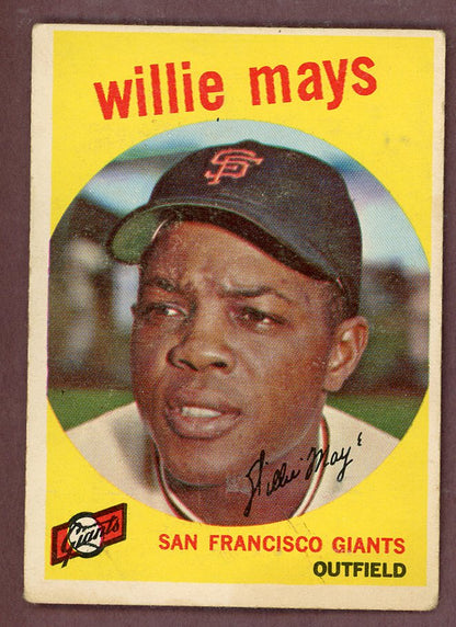 1959 Topps Baseball #050 Willie Mays Giants VG 564432