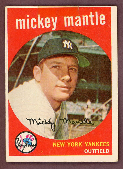 1959 Topps Baseball #010 Mickey Mantle Yankees FR-GD 564444