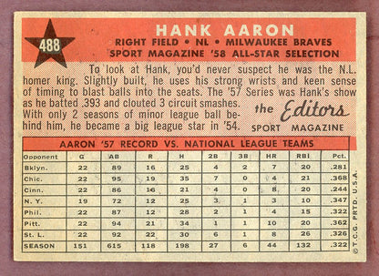 1958 Topps Baseball #488 Hank Aaron A.S. Braves EX+/EX-MT 564466