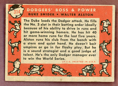 1958 Topps Baseball #314 Duke Snider Walter Alston VG-EX 564467