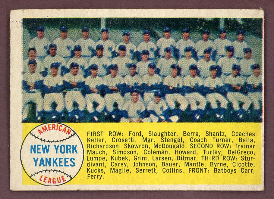 1958 Topps Baseball #246 New York Yankees Team VG-EX 564471