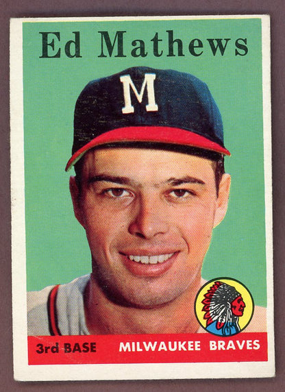 1958 Topps Baseball #440 Eddie Mathews Braves EX+/EX-MT 564474
