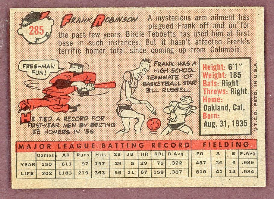 1958 Topps Baseball #285 Frank Robinson Reds EX-MT 564478