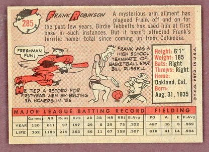 1958 Topps Baseball #285 Frank Robinson Reds EX-MT 564478