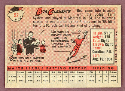 1958 Topps Baseball #052 Roberto Clemente Pirates EX+/EX-MT 564481