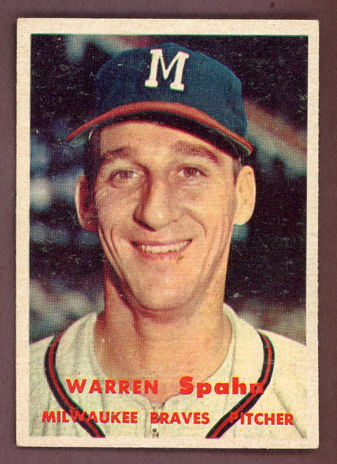 1957 Topps Baseball #090 Warren Spahn Braves EX+/EX-MT 564482