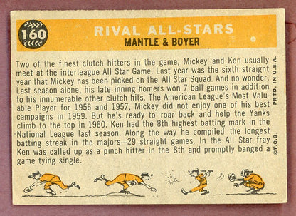 1960 Topps Baseball #160 Mickey Mantle Ken Boyer VG-EX 564512