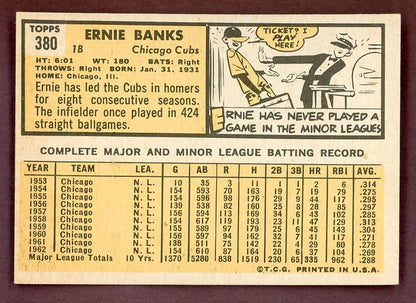 1963 Topps Baseball #380 Ernie Banks Cubs EX-MT 564545