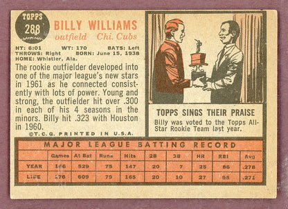 1962 Topps Baseball #288 Billy Williams Cubs VG-EX 564559