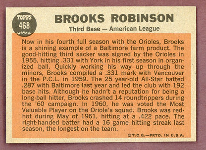 1962 Topps Baseball #468 Brooks Robinson A.S. Orioles EX-MT 564561
