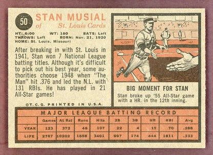 1962 Topps Baseball #050 Stan Musial Cardinals EX-MT 564565