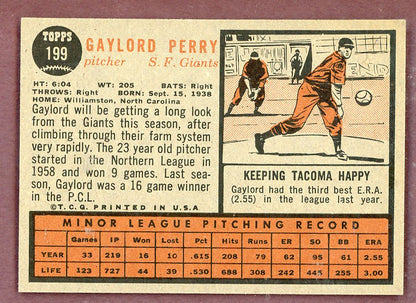 1962 Topps Baseball #199 Gaylord Perry Giants EX-MT 564567