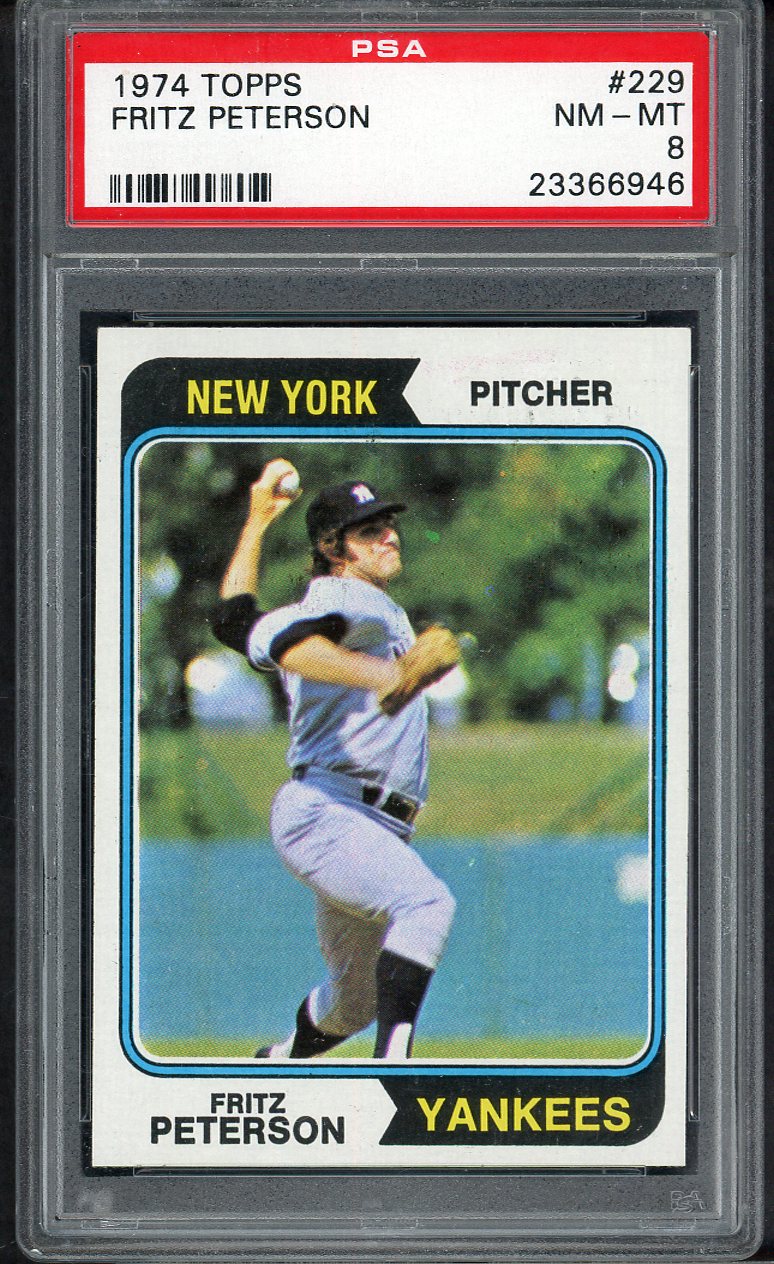 1974 Topps Baseball #229 Fritz Peterson Yankees PSA 8 NM/MT 564594