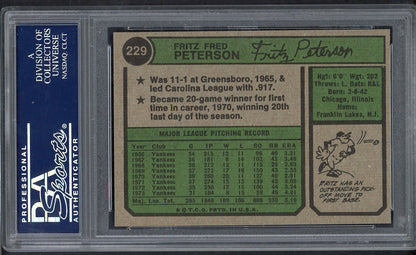 1974 Topps Baseball #229 Fritz Peterson Yankees PSA 8 NM/MT 564594
