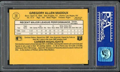 1987 Donruss #036 Greg Maddux Cubs PSA 9 MINT 564595