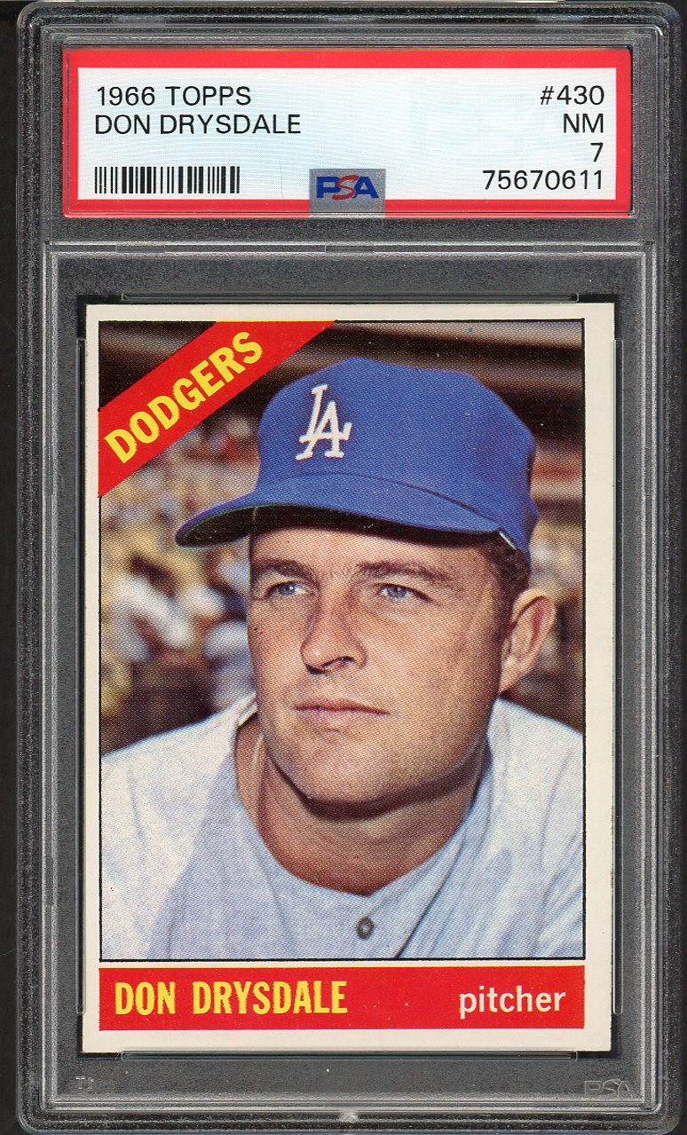 1966 Topps Baseball #430 Don Drysdale Dodgers PSA 7 NM 564600