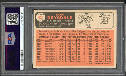 1966 Topps Baseball #430 Don Drysdale Dodgers PSA 7 NM 564600