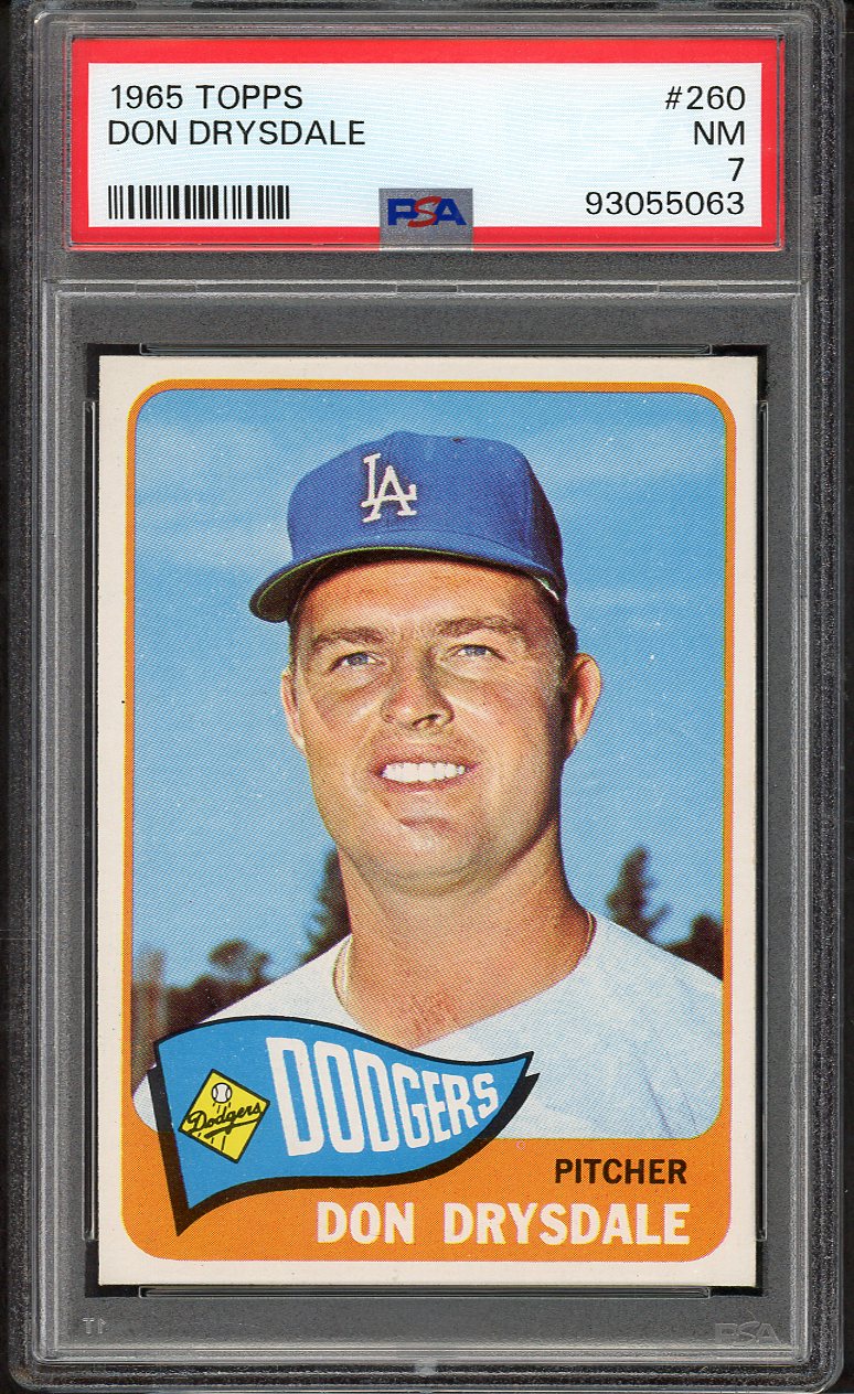 1965 Topps Baseball #260 Don Drysdale Dodgers PSA 7 NM 564601