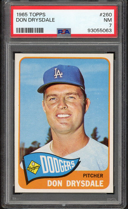 1965 Topps Baseball #260 Don Drysdale Dodgers PSA 7 NM 564601