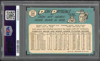 1965 Topps Baseball #260 Don Drysdale Dodgers PSA 7 NM 564601