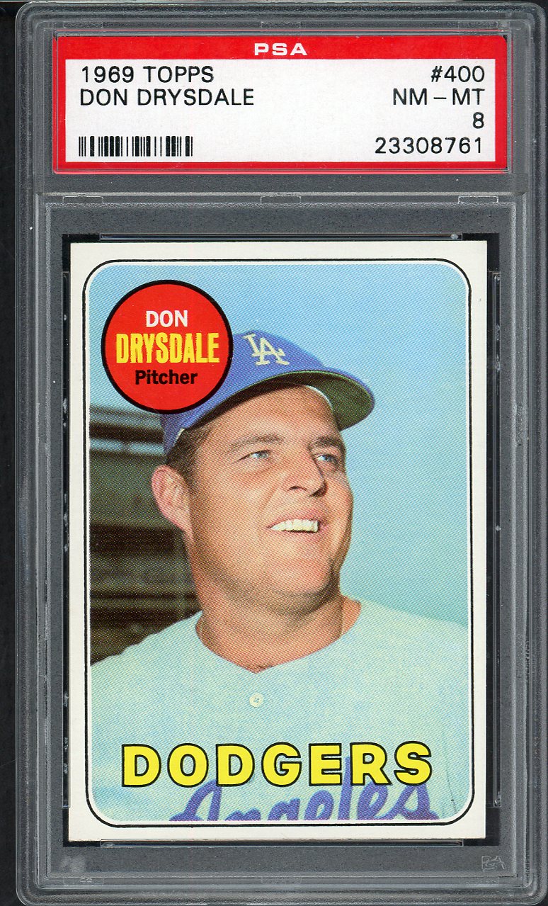 1969 Topps Baseball #400 Don Drysdale Dodgers PSA 8 NM/MT 564604