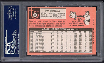 1969 Topps Baseball #400 Don Drysdale Dodgers PSA 8 NM/MT 564604