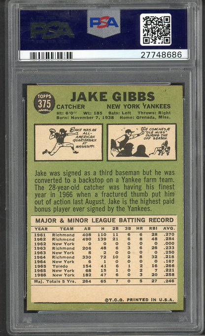 1967 Topps Baseball #375 Jack Gibbs Yankees PSA 8 NM/MT 564606