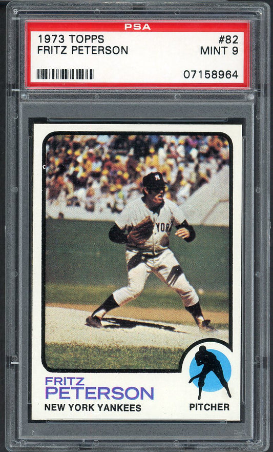 1973 Topps Baseball #082 Fritz Peterson Yankees PSA 9 MINT 564608