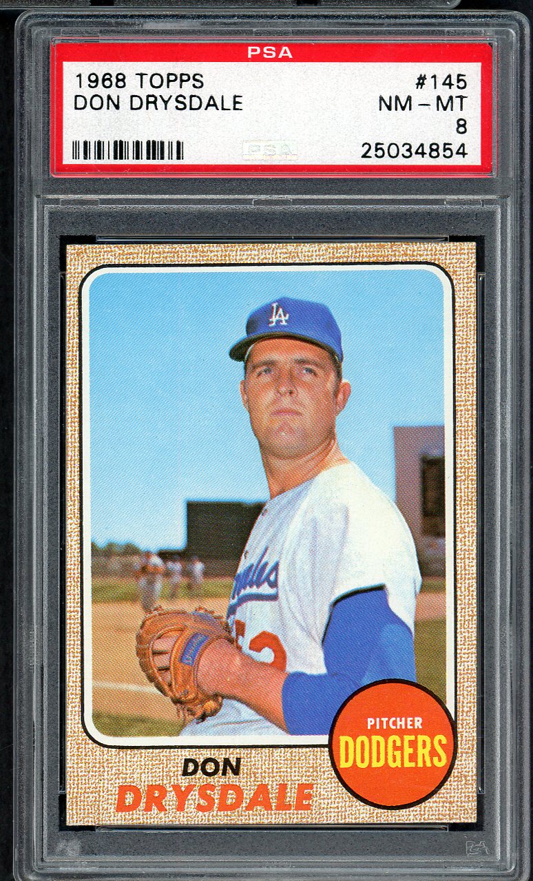 1968 Topps Baseball #145 Don Drysdale Dodgers PSA 8 NM/MT 564616