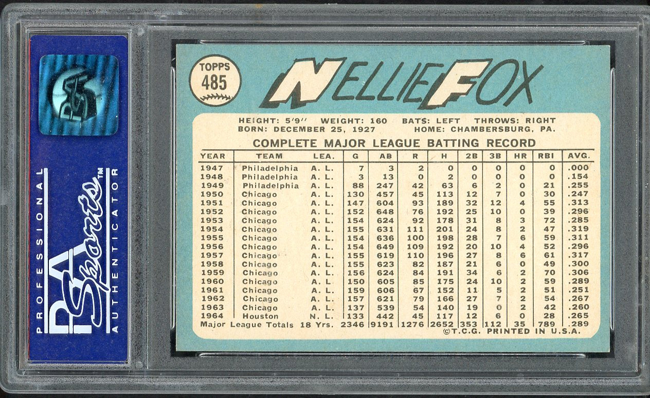 1965 Topps Baseball #485 Nellie Fox Astros PSA 8 NM/MT 564617