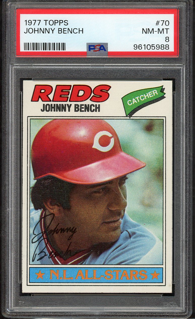 1977 Topps Baseball #070 Johnny Bench Reds PSA 8 NM/MT 564621