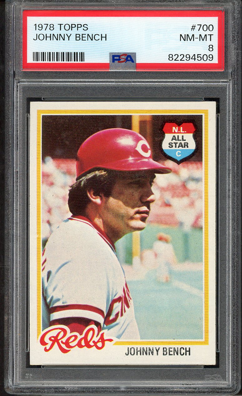 1978 Topps Baseball #700 Johnny Bench Reds PSA 8 NM/MT 564625