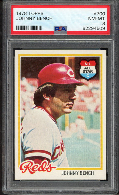 1978 Topps Baseball #700 Johnny Bench Reds PSA 8 NM/MT 564625