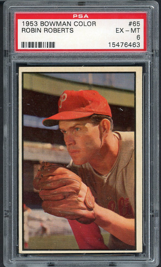 1953 Bowman Color Baseball #065 Robin Roberts Phillies PSA 6 EX-MT 564628