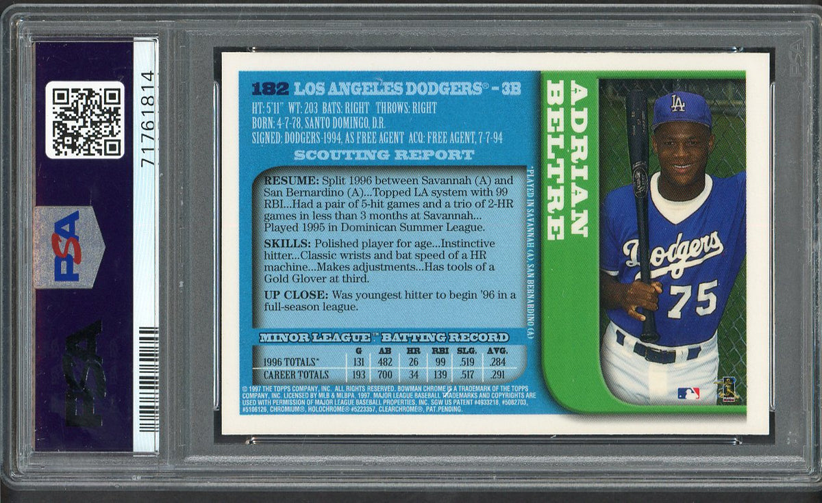 1997 Bowman Chrome #182 Adrian Beltre Dodgers PSA 9 MINT 564634