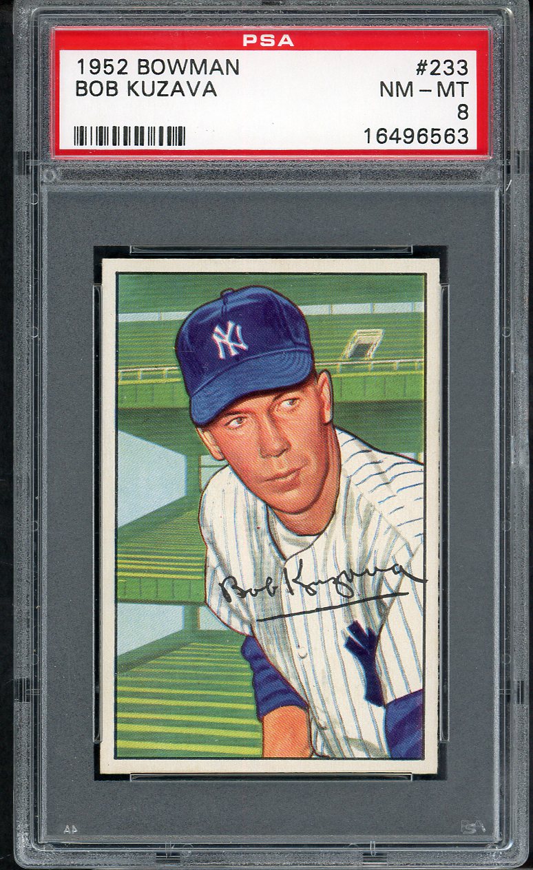 1952 Bowman Baseball #233 Bob Kuzava Yankees PSA 8 NM/MT 564642