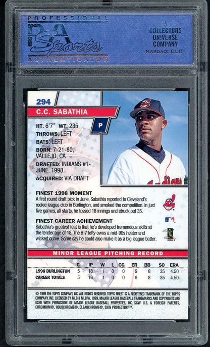 1999 Topps Finest #294 C.C. Sabathia Indians PSA 10 GEM MINT 564644