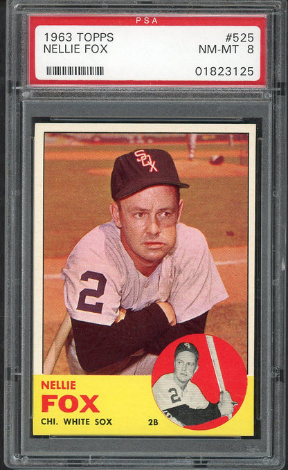 1963 Topps Baseball #525 Nellie Fox White Sox PSA 8 NM/MT 564649
