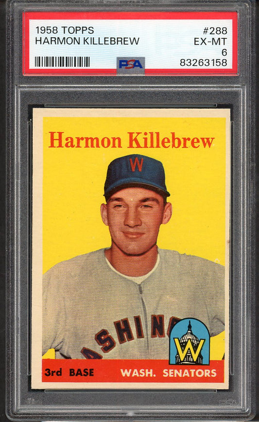 1958 Topps Baseball #288 Harmon Killebrew Senators PSA 6 EX-MT 564650