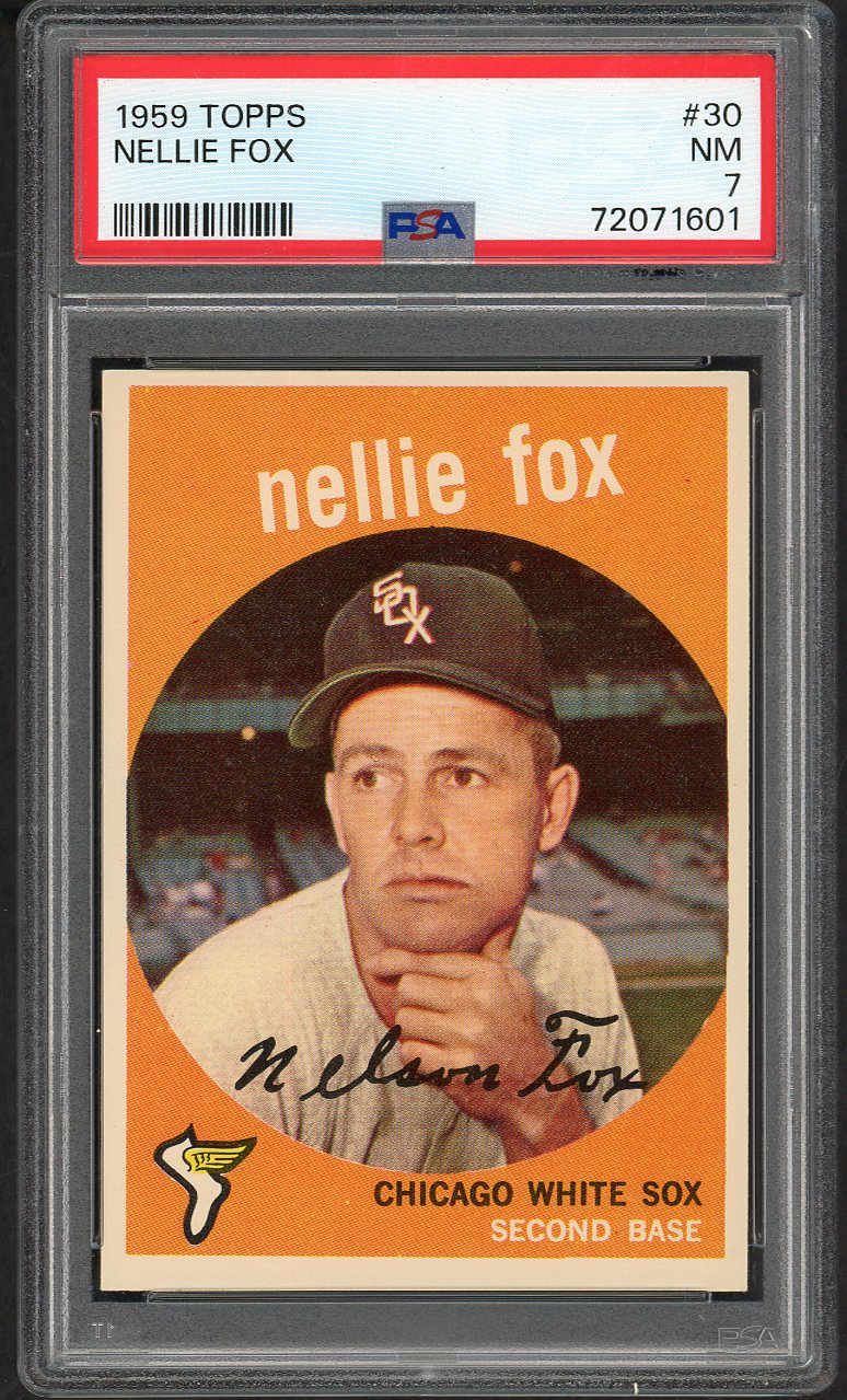 1959 Topps Baseball #030 Nellie Fox White Sox PSA 7 NM 564652