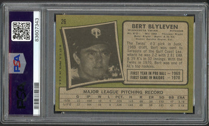 1971 Topps Baseball # 26 Bert Blyleven Twins PSA 7 NM 564655