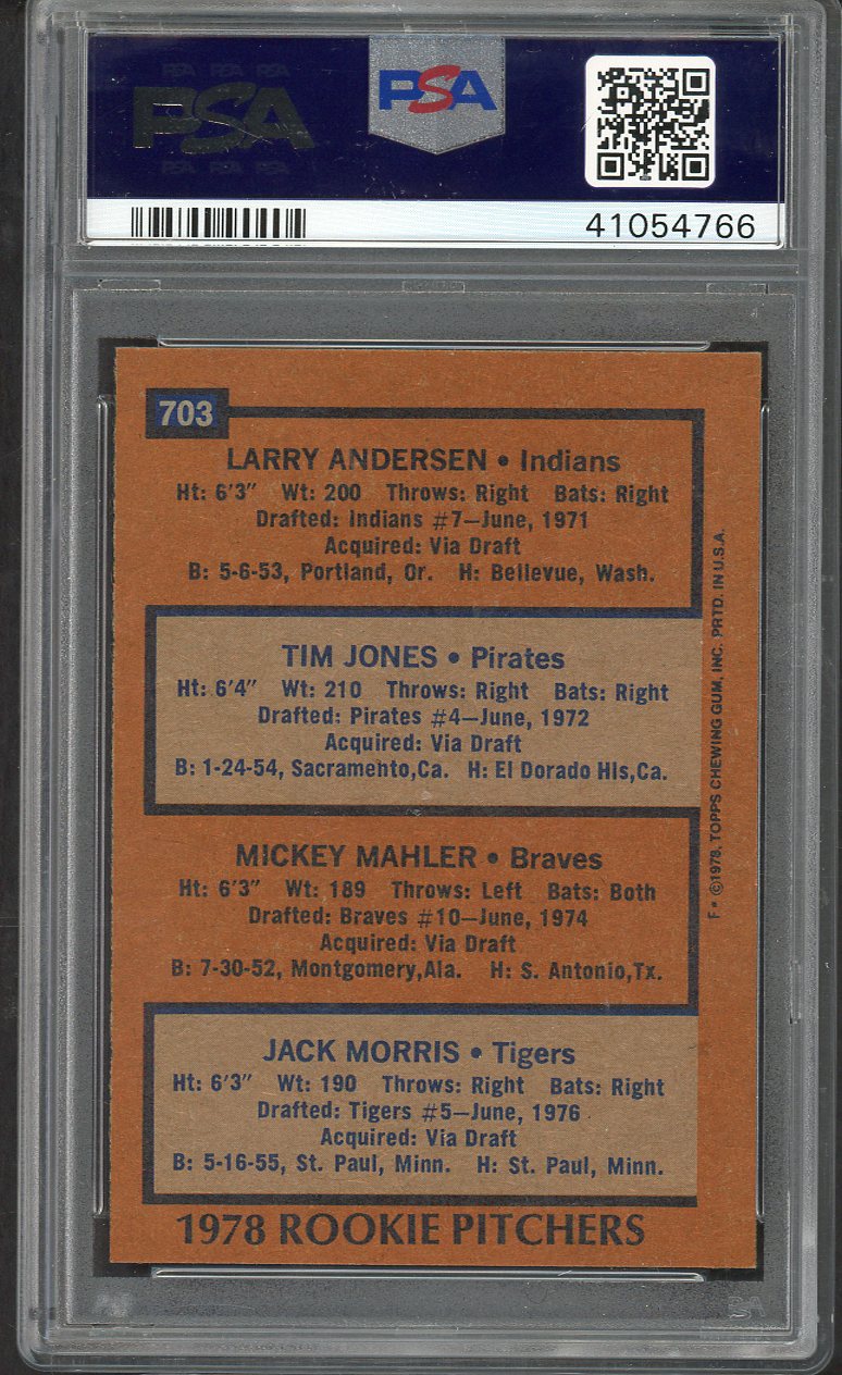 1978 Topps Baseball #703 Jack Morris Tigers PSA 9 MINT 564657