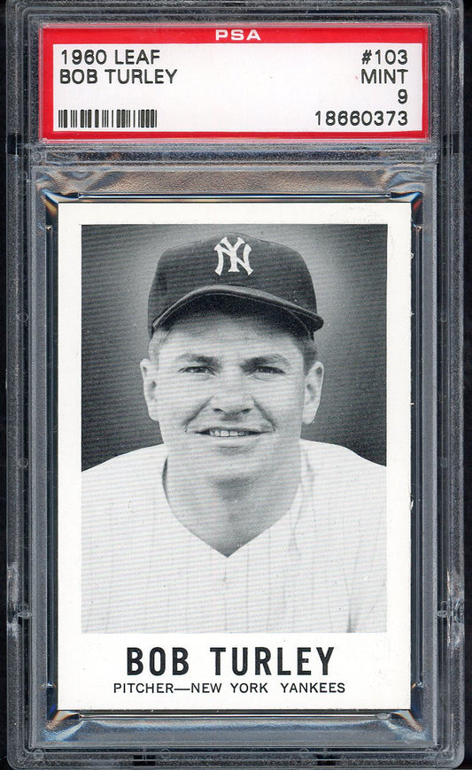 1960 Leaf Baseball #103 Bob Turley Yankees PSA 9 MINT 564658