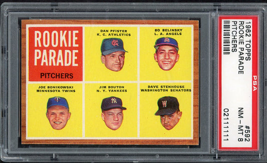 1962 Topps Baseball #592 Jim Bouton Yankees PSA 8 NM/MT 564669
