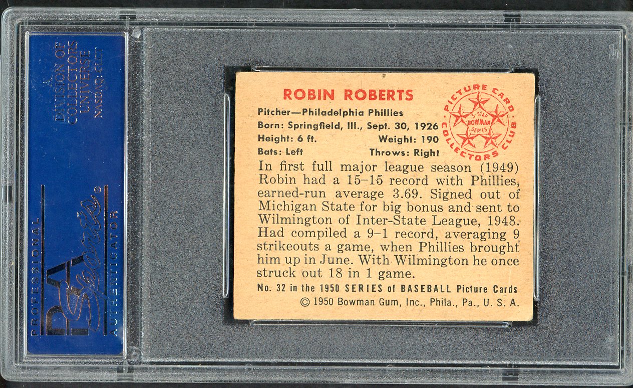 1950 Bowman Baseball #032 Robin Roberts Phillies PSA 5 EX 564670