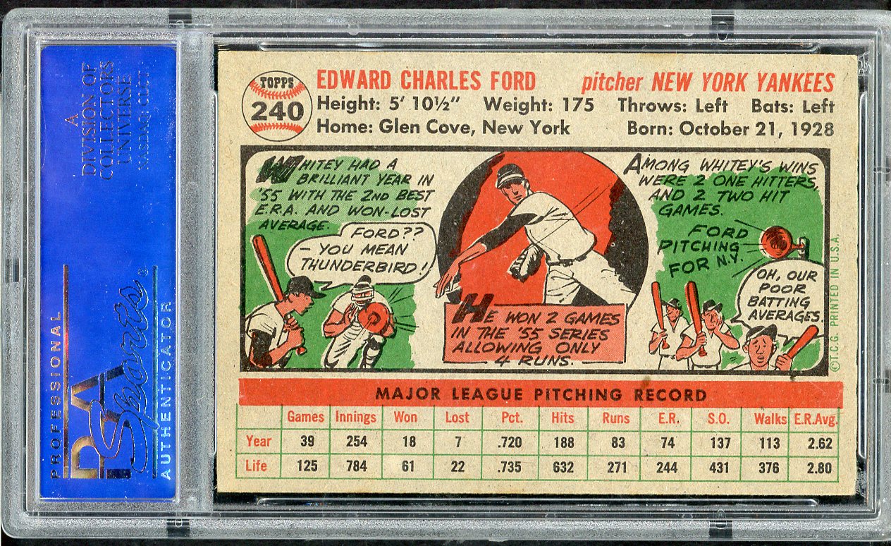 1956 Topps Baseball #240 Whitey Ford Yankees PSA 6 EX-MT 564673