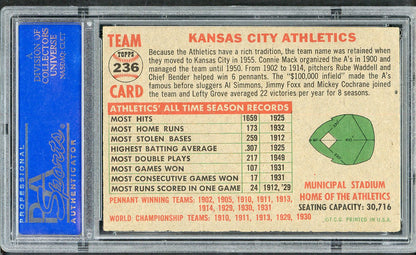 1956 Topps Baseball #236 Kansas City A's Team PSA 5 EX 564674