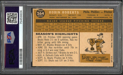 1960 Topps Baseball #264 Robin Roberts Phillies PSA 7 NM 564675