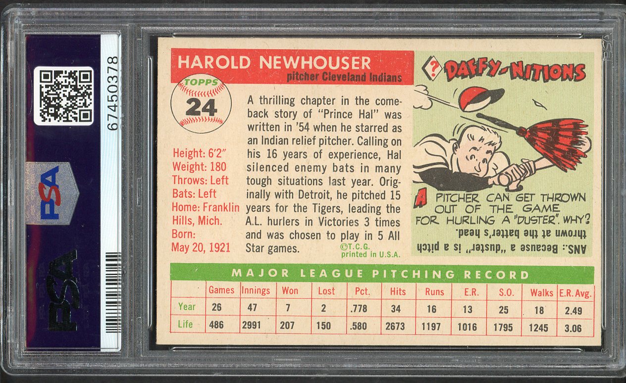 1955 Topps Baseball #024 Hal Newhouser Indians PSA 5 EX 564677