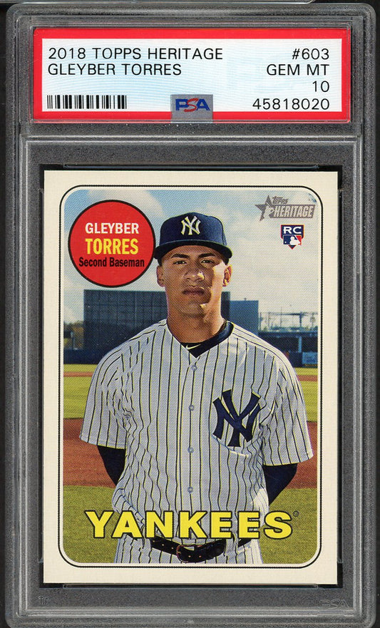 2018 Topps Heritage #603 Gleyber Torres Yankees PSA 10 GEM MINT 564695